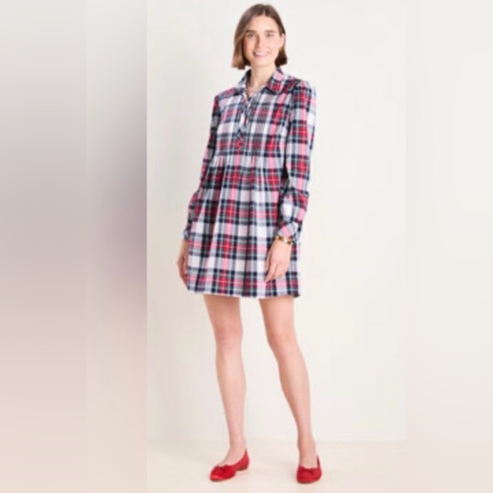 Vineyard Vines Women’s Plaid Poplin Popover Dress Size XL
